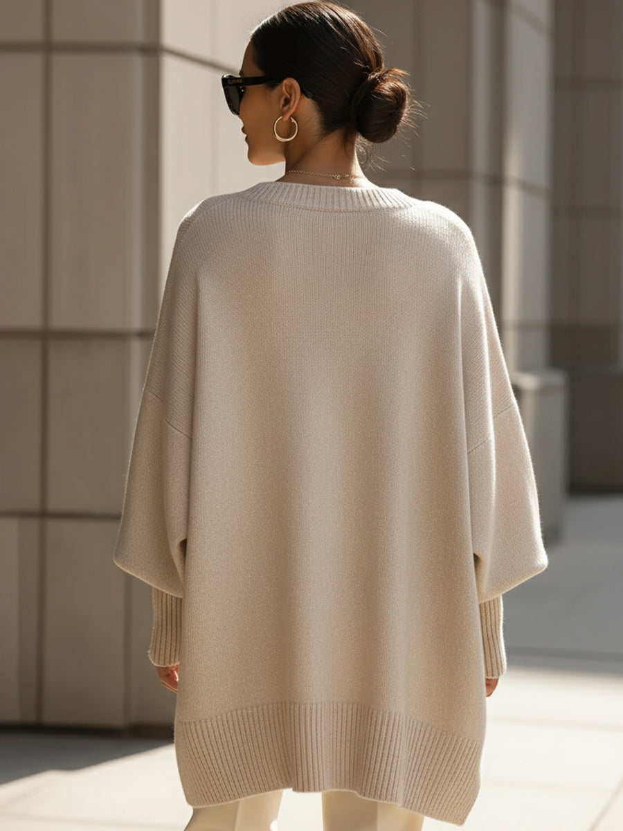 Dames Oversized Gebreide Poncho Trui