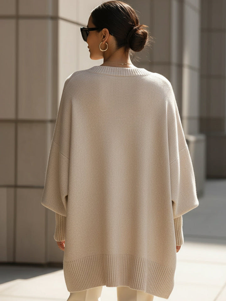 Dames Oversized Gebreide Poncho Trui