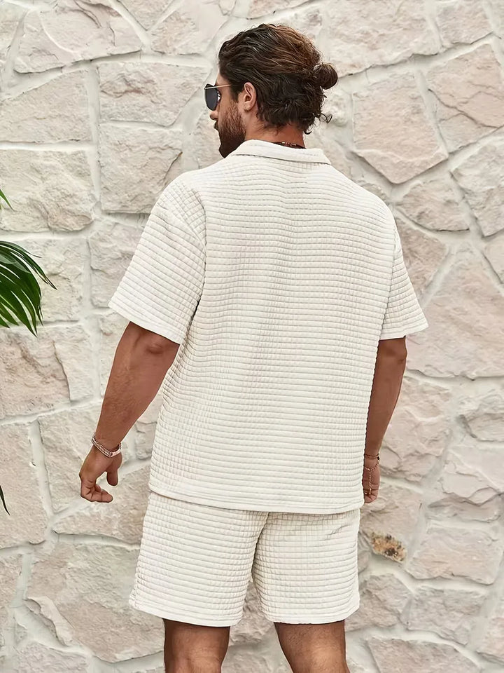 Set met V-neck en textuur