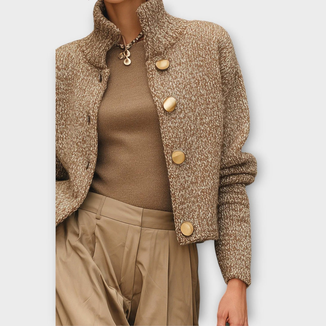 Textured Knit Jast met Luxe Knopen