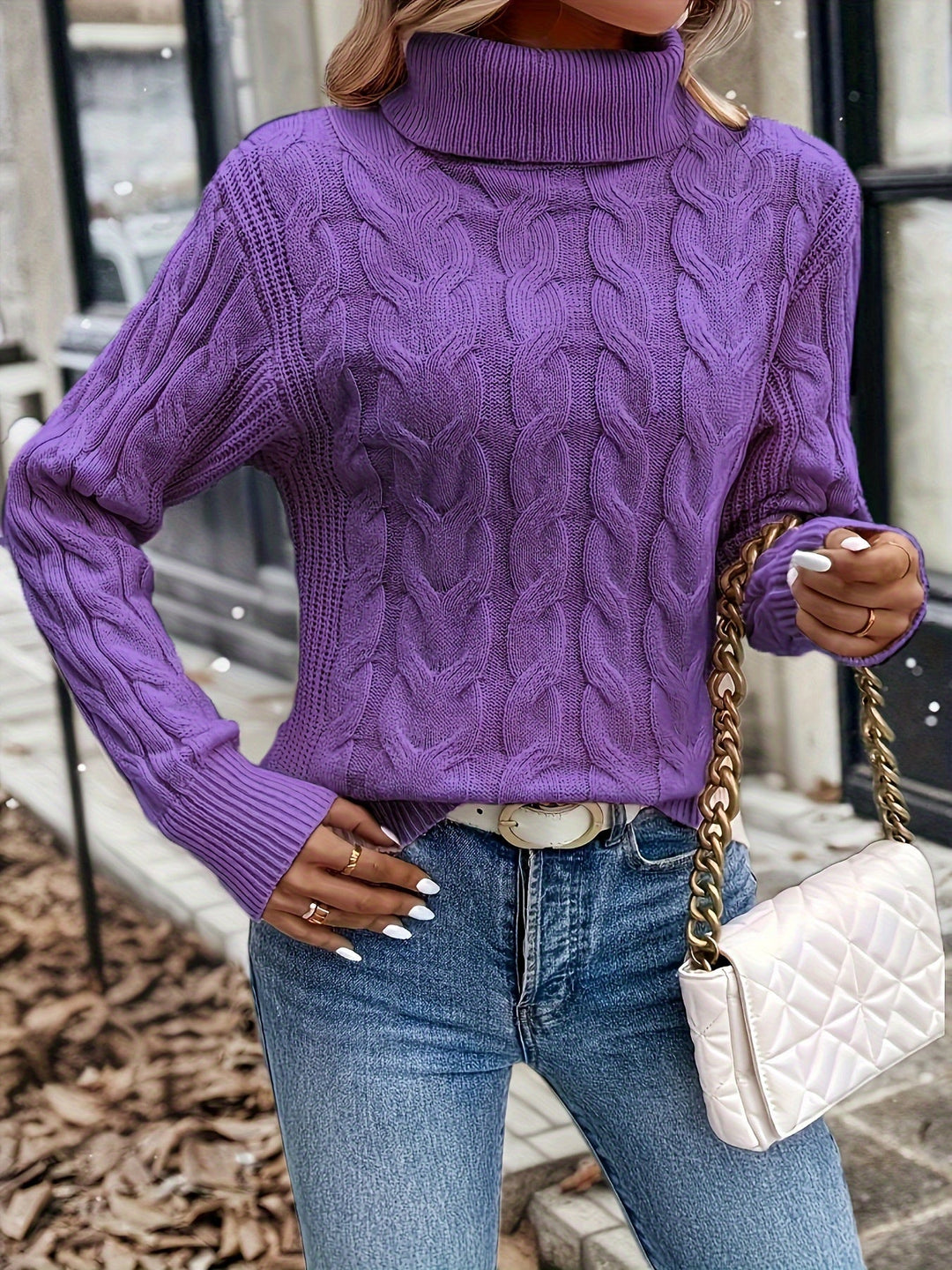 Celeste | Cozy Cable-Knit Turtleneck Sweater