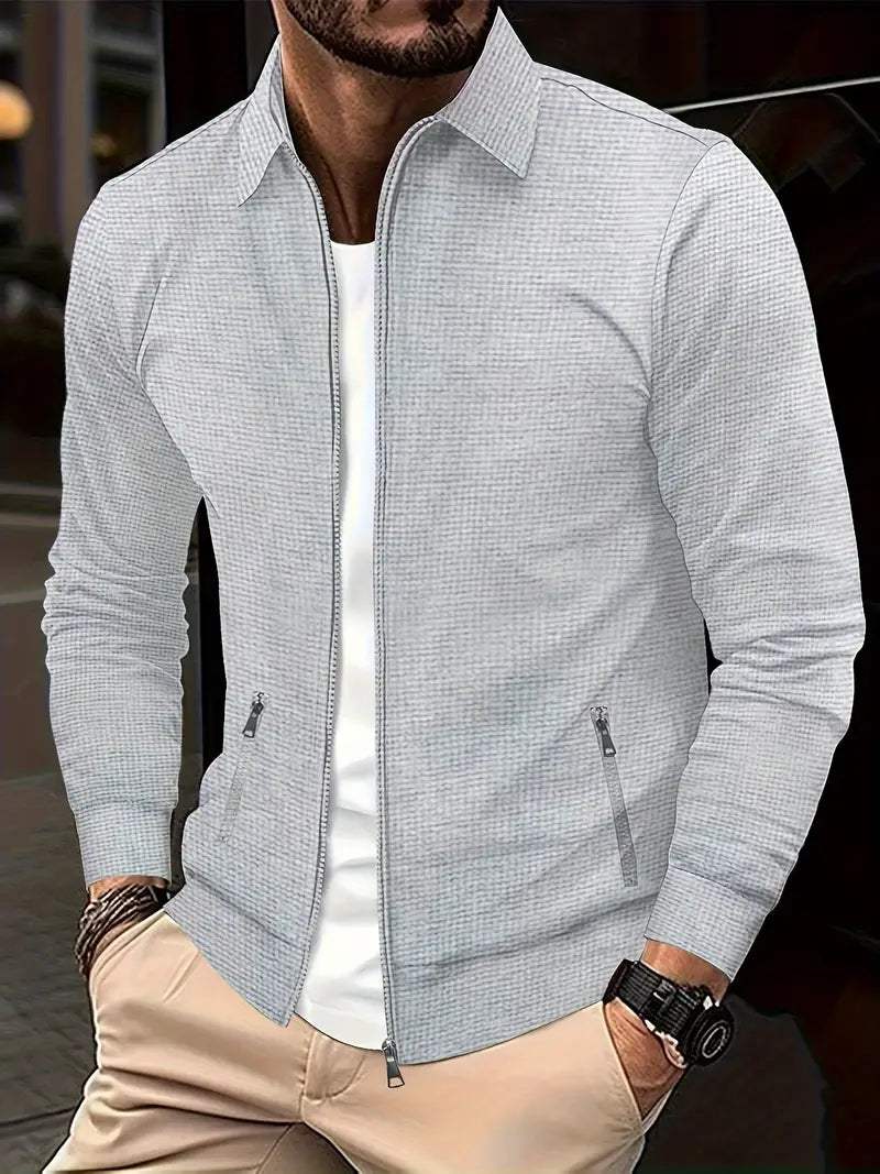 Heren Overshirt - Casual Chic - Textuur, Opstaande Kraag - Perfect voor Dagelijkse Gebruik