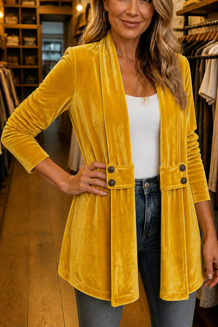 Velbourne – Dubbelzijdige Fluwelen-Look Cardigan