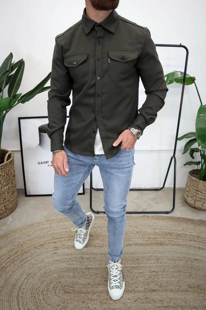 Heren Overshirt Jas Borstzakken Lente Herfst Casual Lichtgewicht