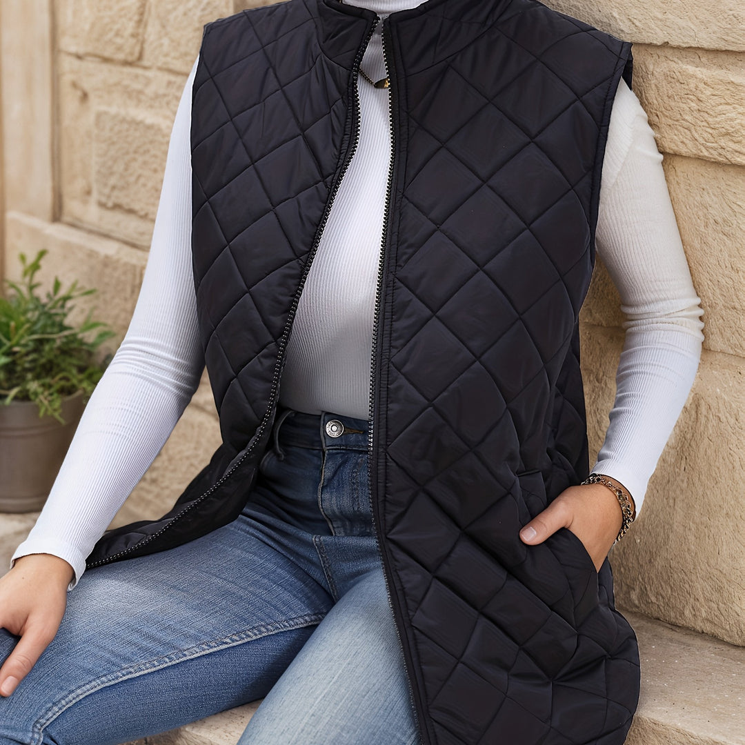 Eileen | Gelaagd Lang Vest met Ruitpatroon