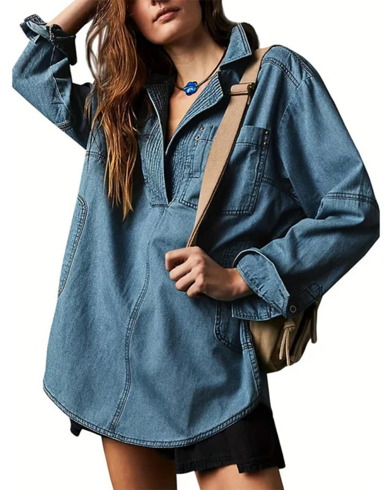 Micah - Oversized Denim Pullover