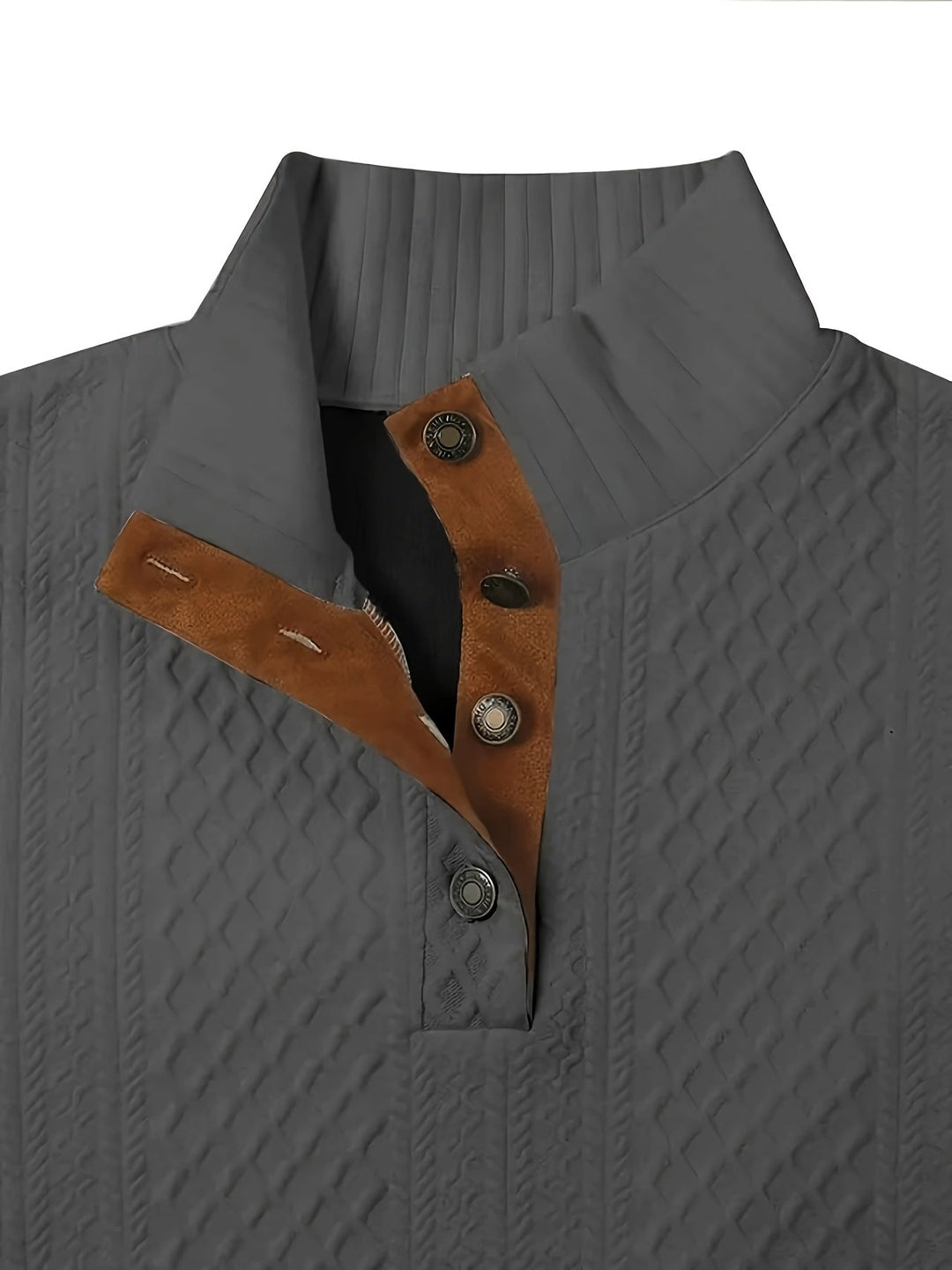 Ronan | Staande Kraag Knop Henley Trui