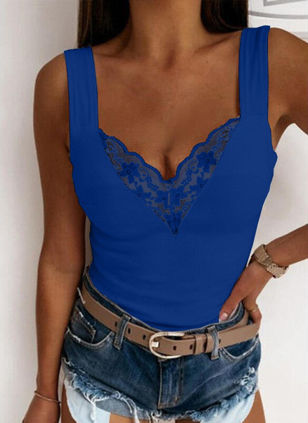 Kanten Top Met V Hals En Brede Bandjes Voor Dames