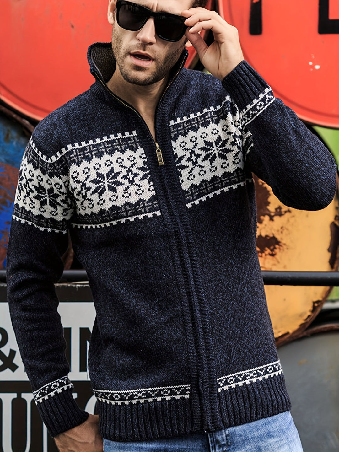 Casual Knit Cardigan Geometrisch Patroon - Regular Fit - Vintagio - VG 63 - Essential in Meerdere Kleuren