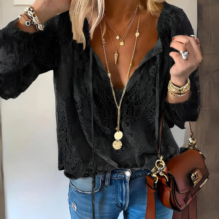 Luchtige Boho Blouse Met Kant En V Hals Voor Dames