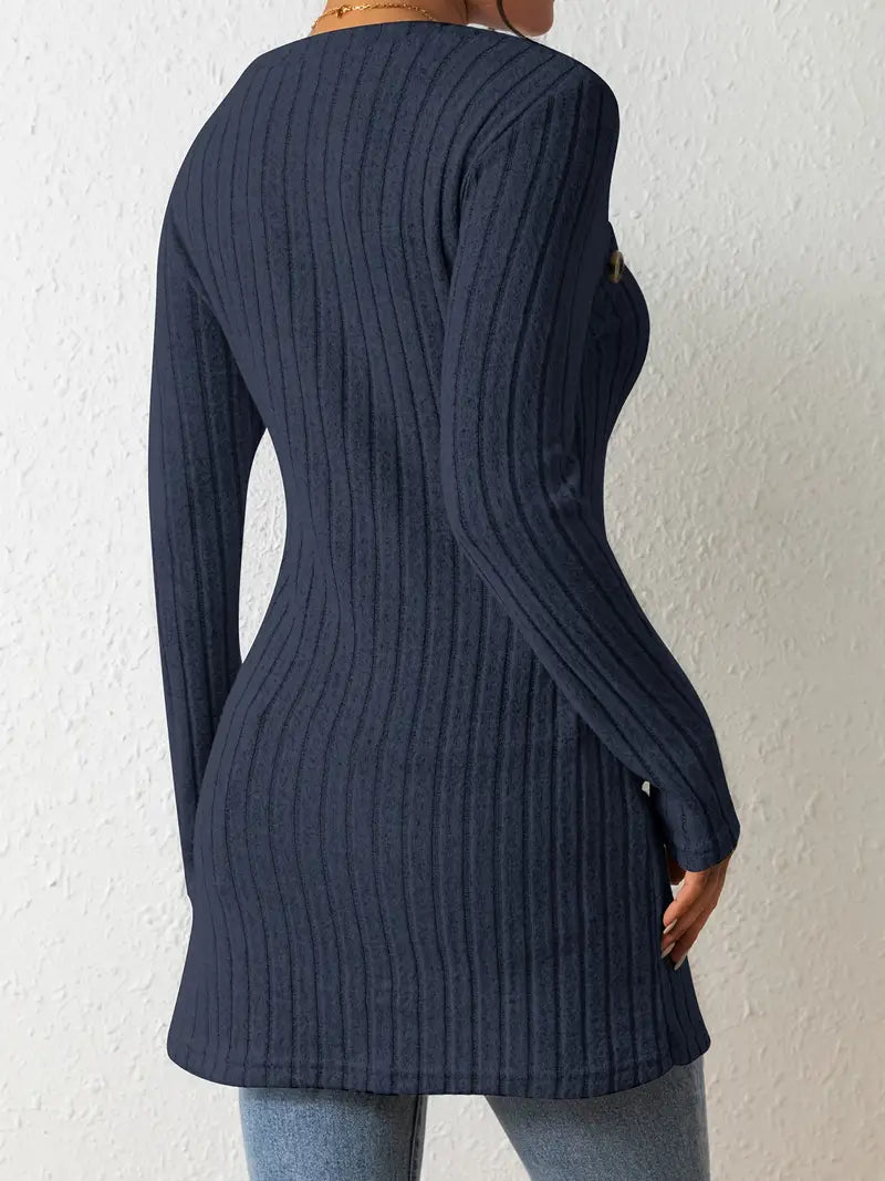 Julia - Trendy Geribbelde Asymmetrische Top