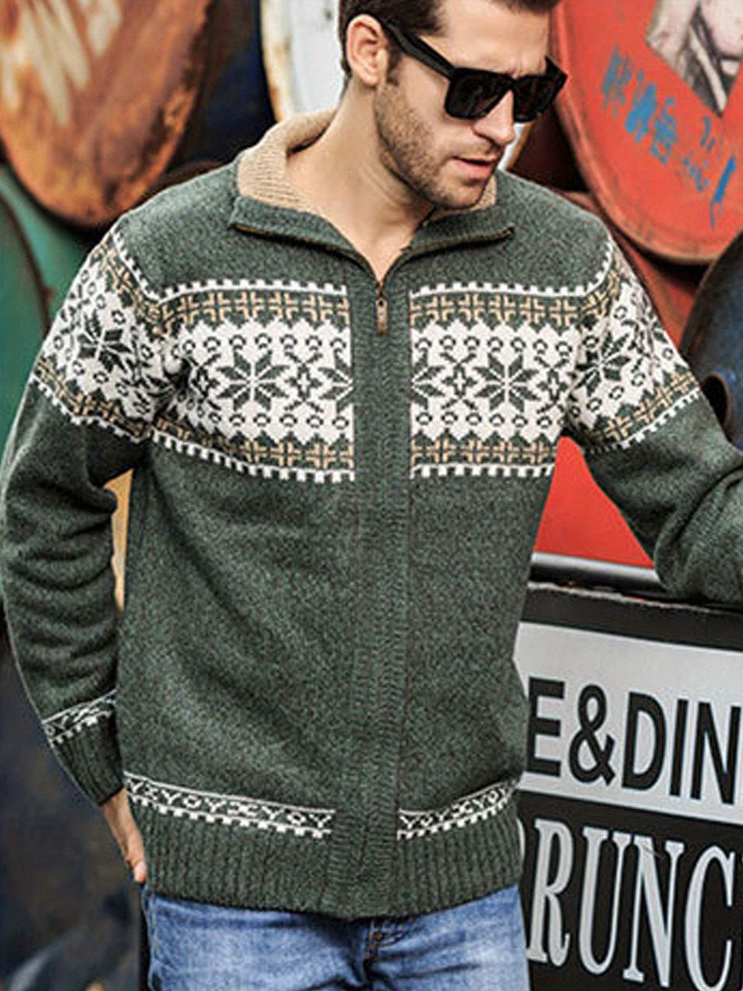 Casual Knit Cardigan Geometrisch Patroon - Regular Fit - Vintagio - VG 63 - Essential in Meerdere Kleuren
