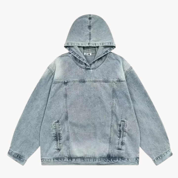 Urban Denim Hoodie Heren in Vintage Stijl - Stijlvolle Dagelijkse Dracht Voor Mannen