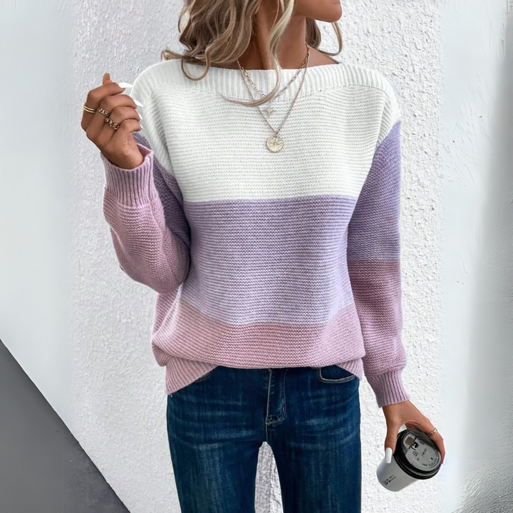 Clara - Stijlvolle driekleurige patchwork-trui