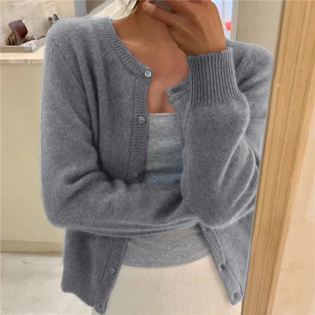 Delphina | Zachte Knopen-Voorkant Cardigan