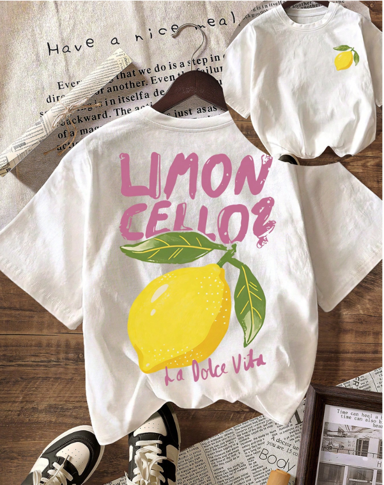 Comfortabele T-shirt voor Vrouwen Met Citroen Illustratie En Backprint