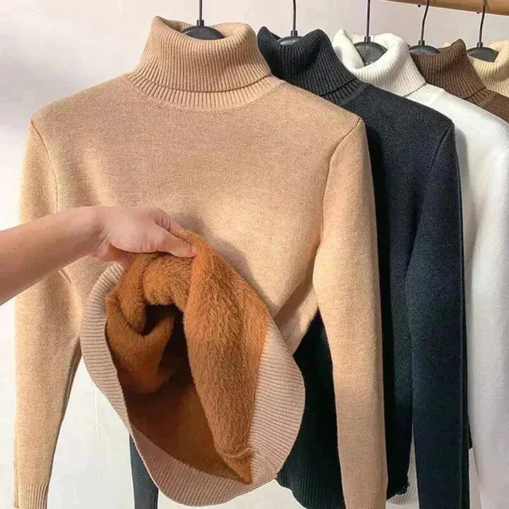 Leonie - Beige Coltrui met Fleece Voering