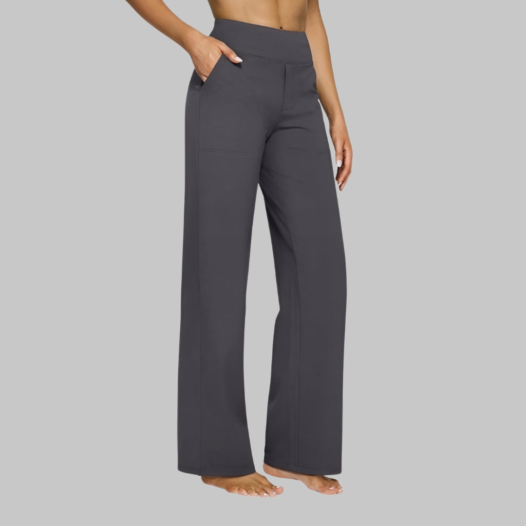 Hoge Taille Dames Broek Met Rechte Pijpen En Zakken