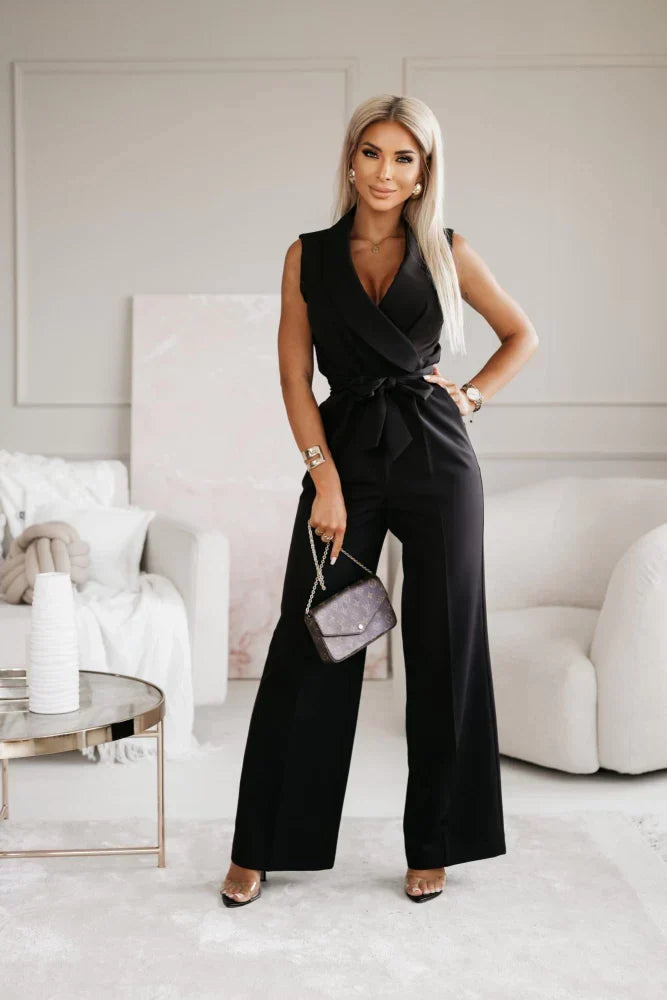 Feestelijke Jumpsuit Met Wijde Pijpen En V Hals Voor Dames