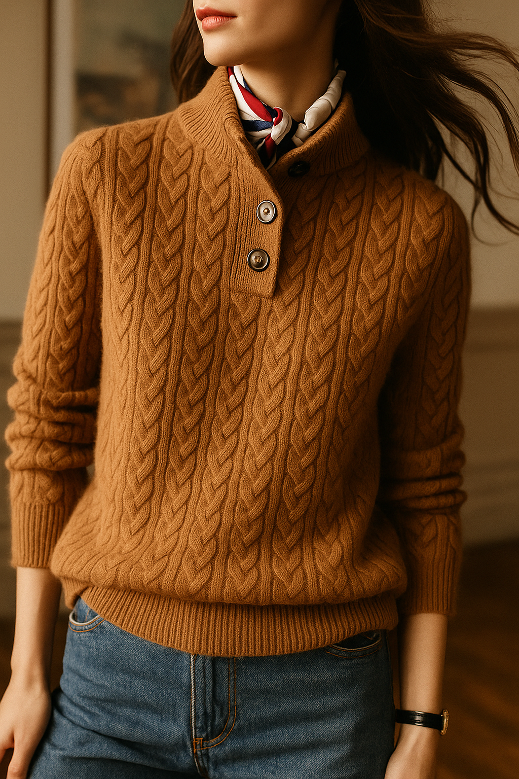 Arden Pullover met Knopsluiting