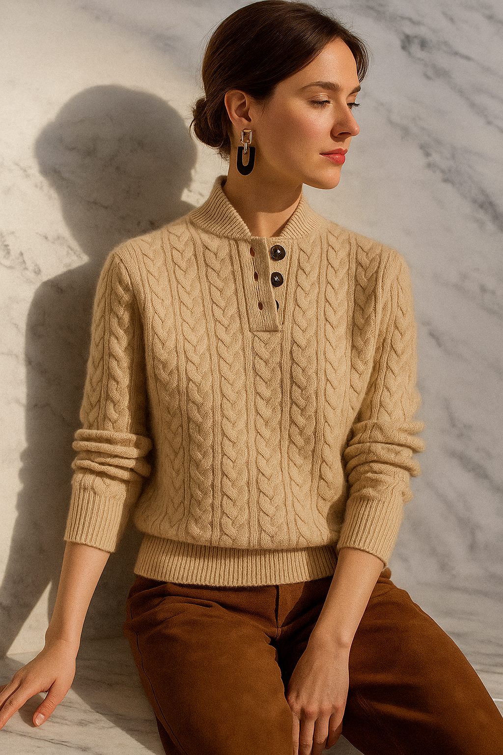 Arden Pullover met Knopsluiting