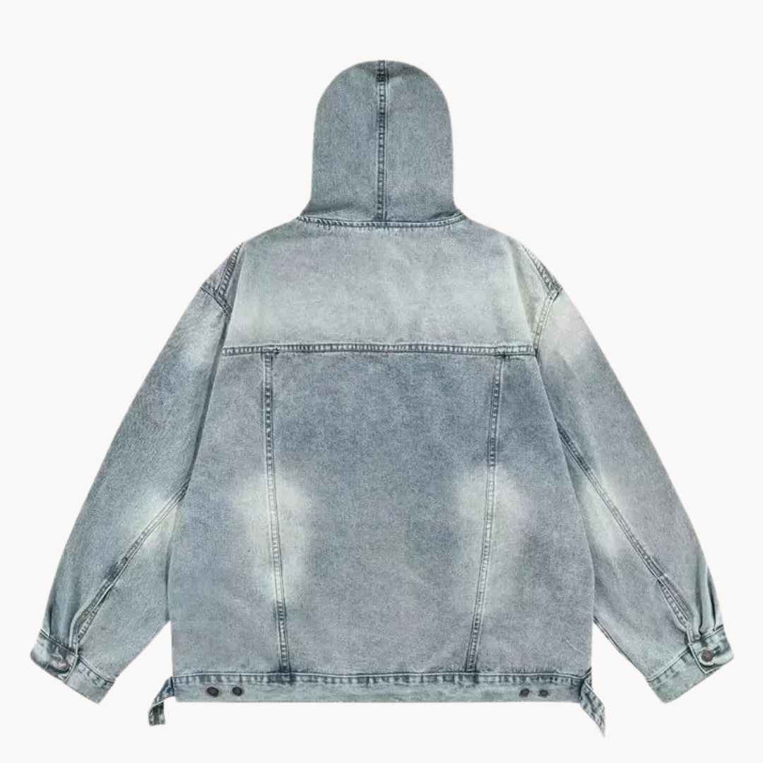 Urban Denim Hoodie Heren in Vintage Stijl - Stijlvolle Dagelijkse Dracht Voor Mannen
