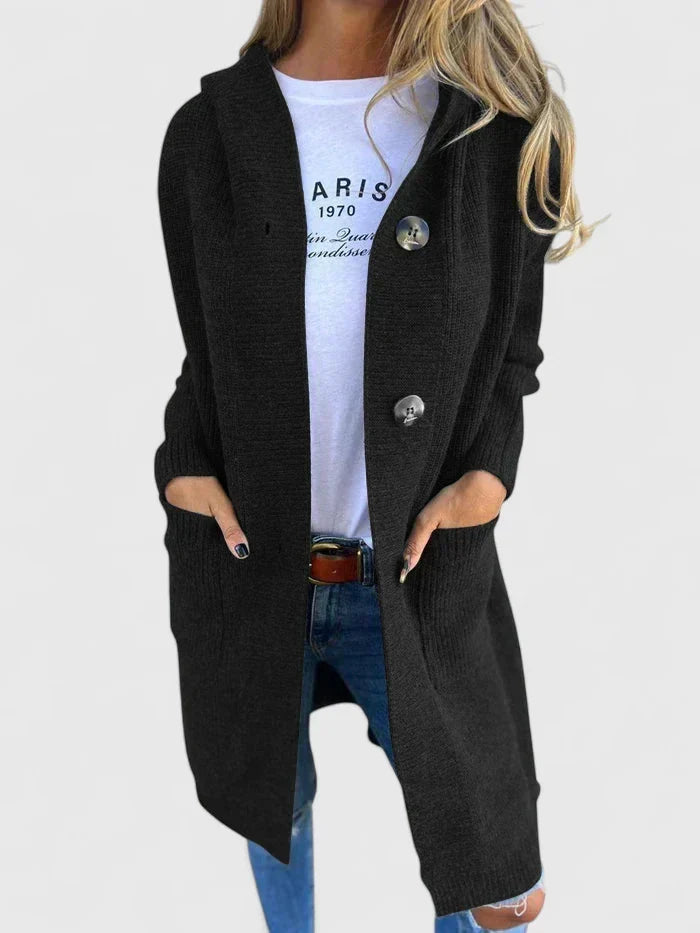 GRACIE – LANG GERIBBELD HOODIE CARDIGAN