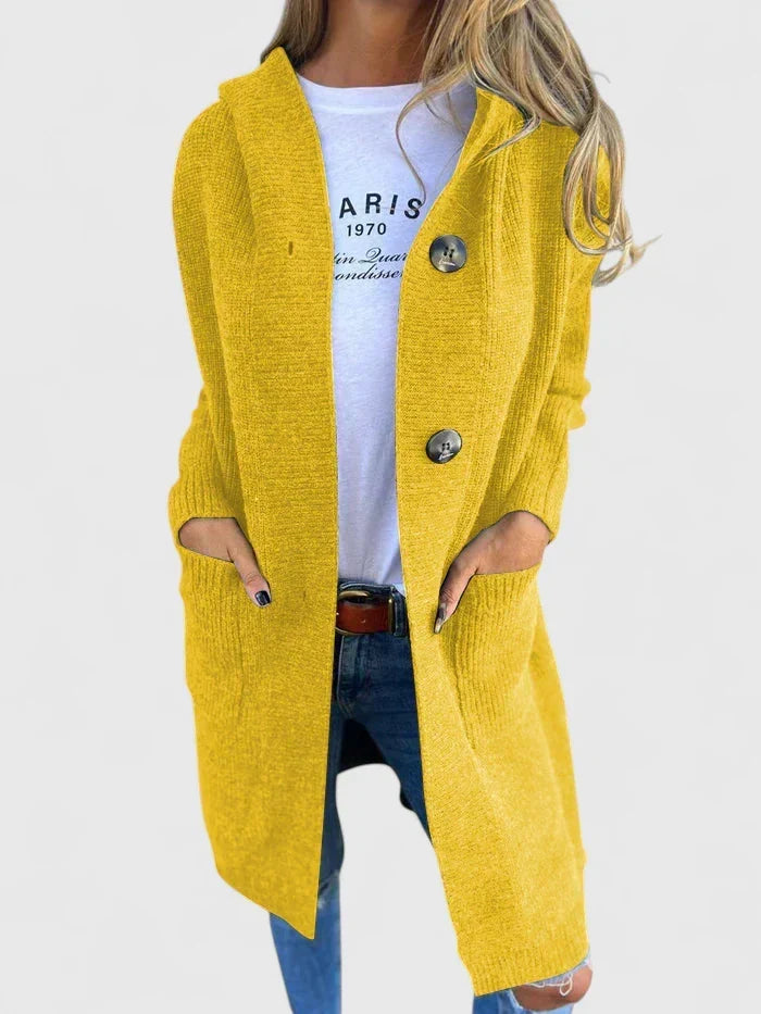 GRACIE – LANG GERIBBELD HOODIE CARDIGAN