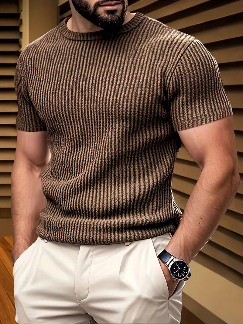 Casual heren T-shirt met jacquard patroon