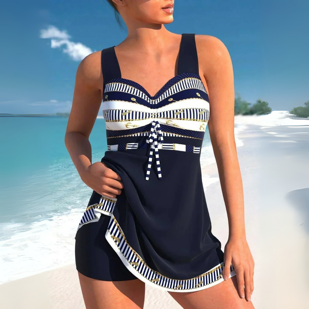Zomerse Dames Print Tankini Met Gerimpeld Design