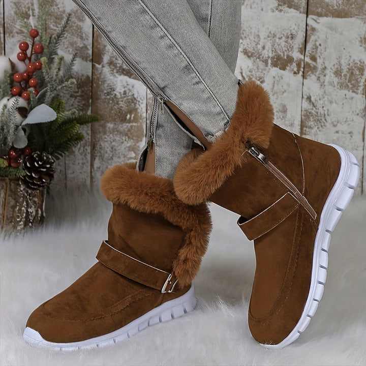 Nora | Gezellige Pluche Winterlaarzen met Bies