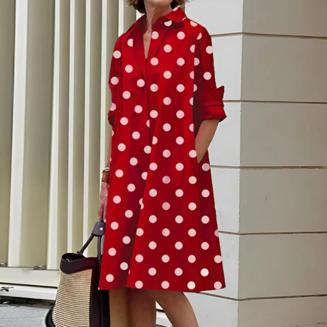 Elegante Dames Overhemd Jurk Met Lange Mouwen En Losse Pasvorm