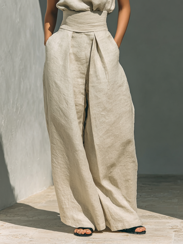 KATOENEN SET MET WIJDE BROEK VOOR DAMES