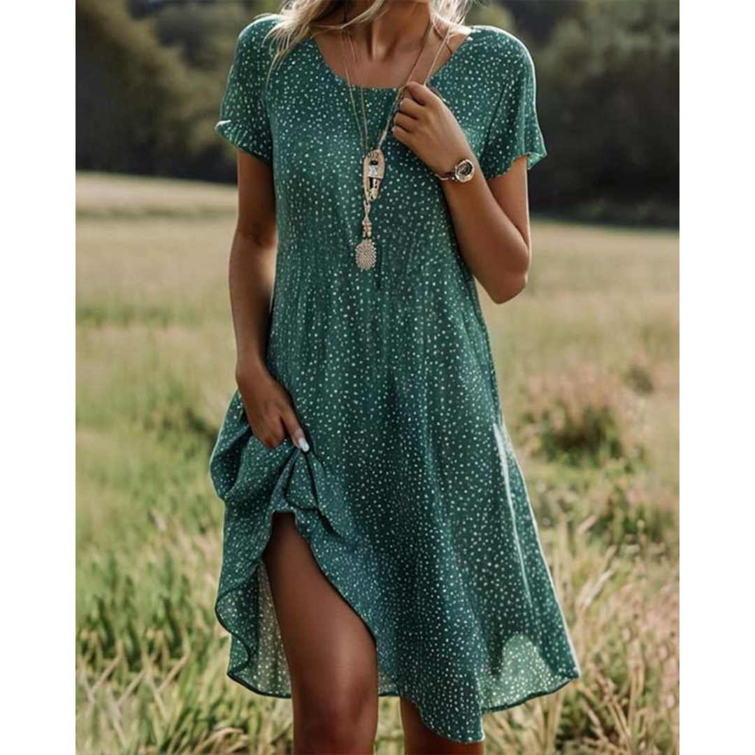 Luchtige Elegante Midi Zomerjurk Met Print Voor Dames
