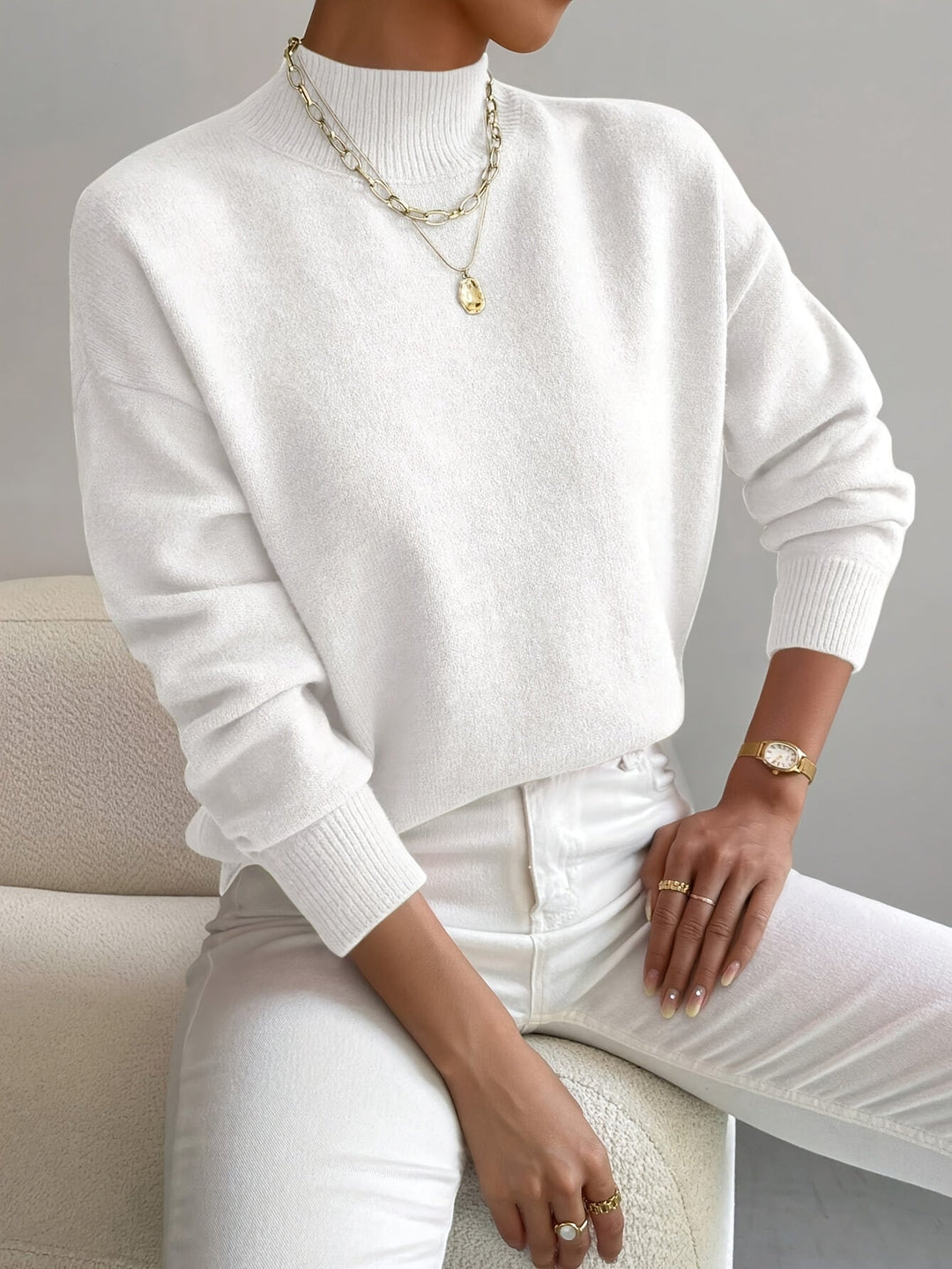 Dames Mock Neck Zachte Breiselsweater