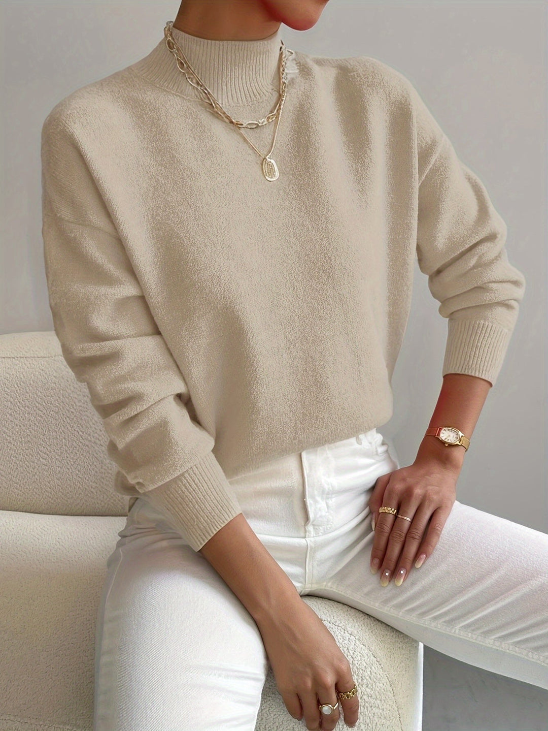 Dames Mock Neck Zachte Breiselsweater