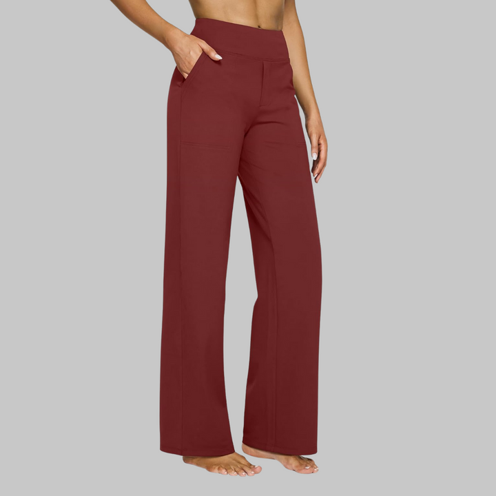 Hoge Taille Dames Broek Met Rechte Pijpen En Zakken