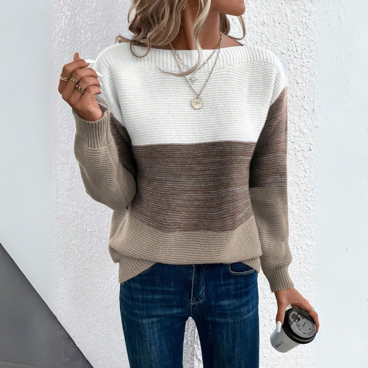 Clara - Stijlvolle driekleurige patchwork-trui