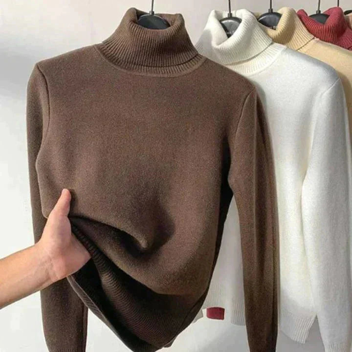 Leonie - Beige Coltrui met Fleece Voering