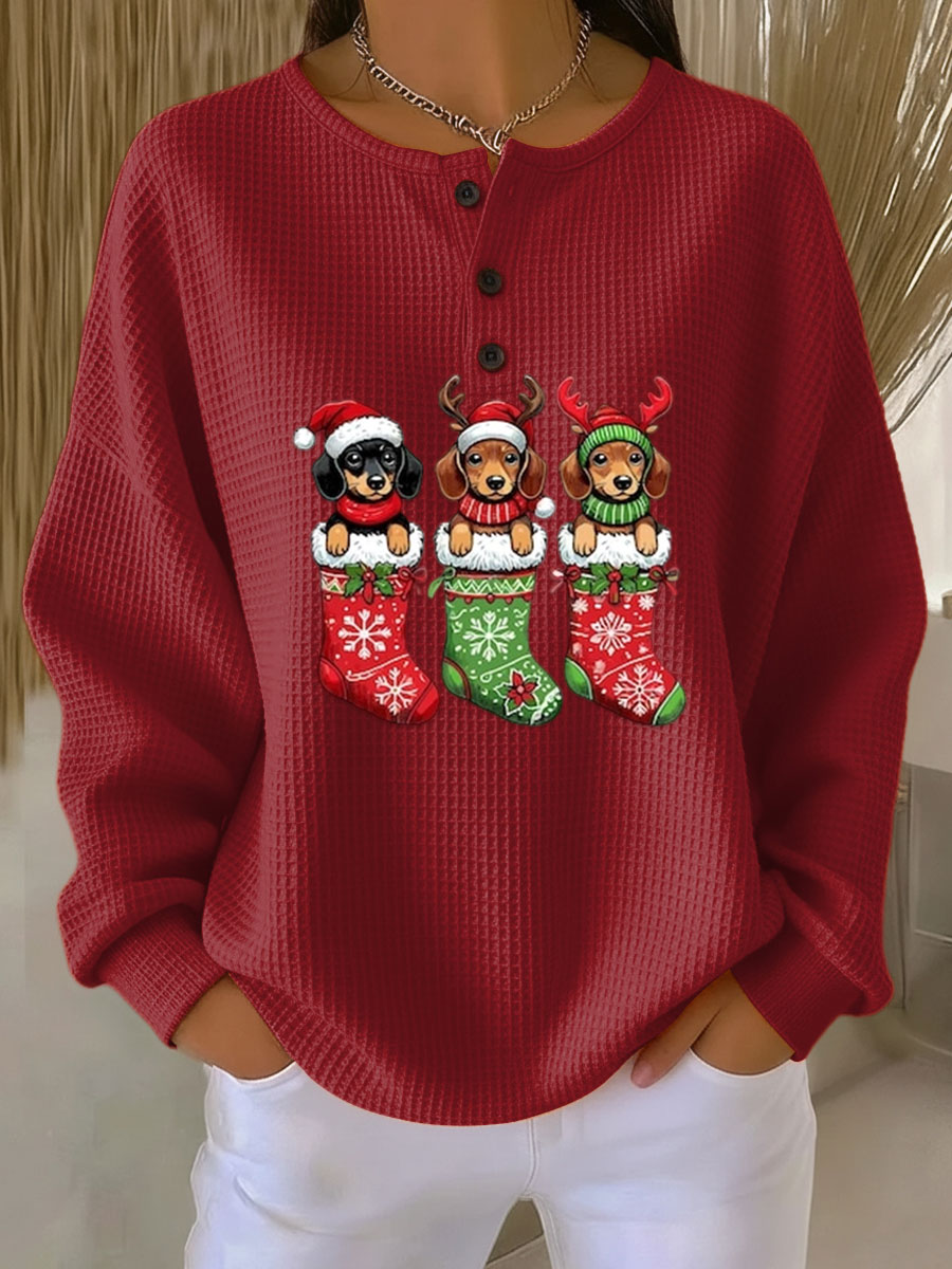 Grethe | Vintage Kersttrui met Hondmotief