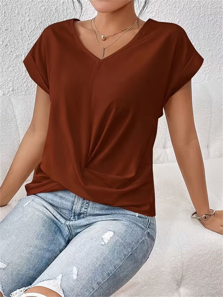 Elegante Top Met V Hals En Gedraaid Detail Voor Dames