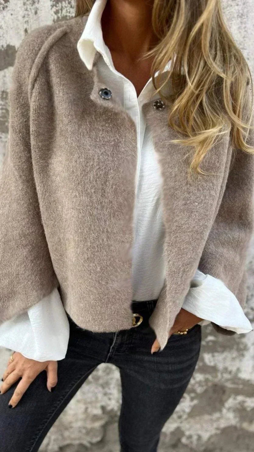 Layla - Wol Cardigan met Ronde Hals