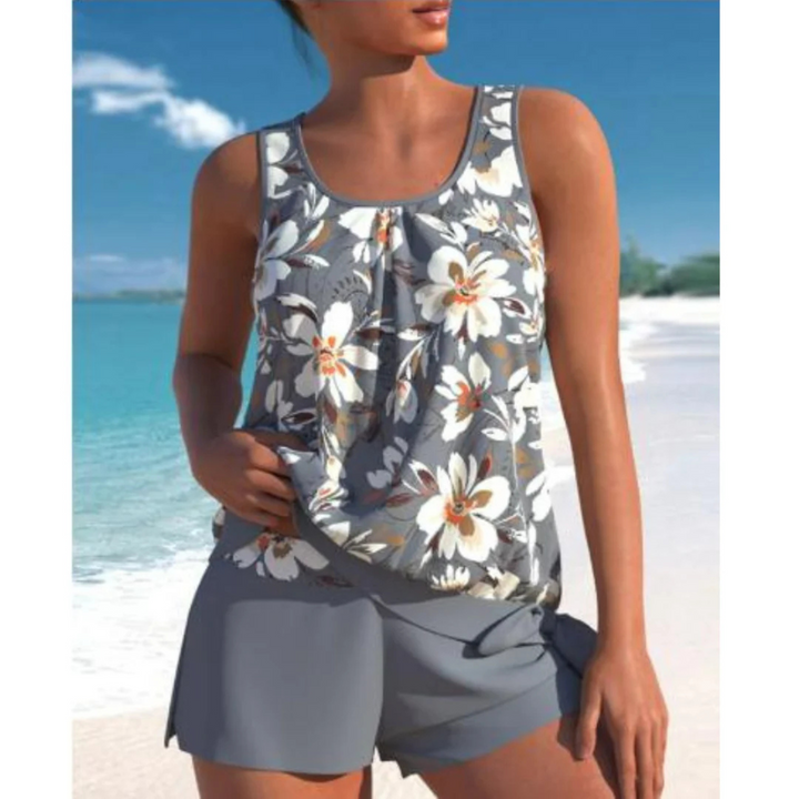 Tankini Met Bloemen En Panterprint Voor Dames Met Short
