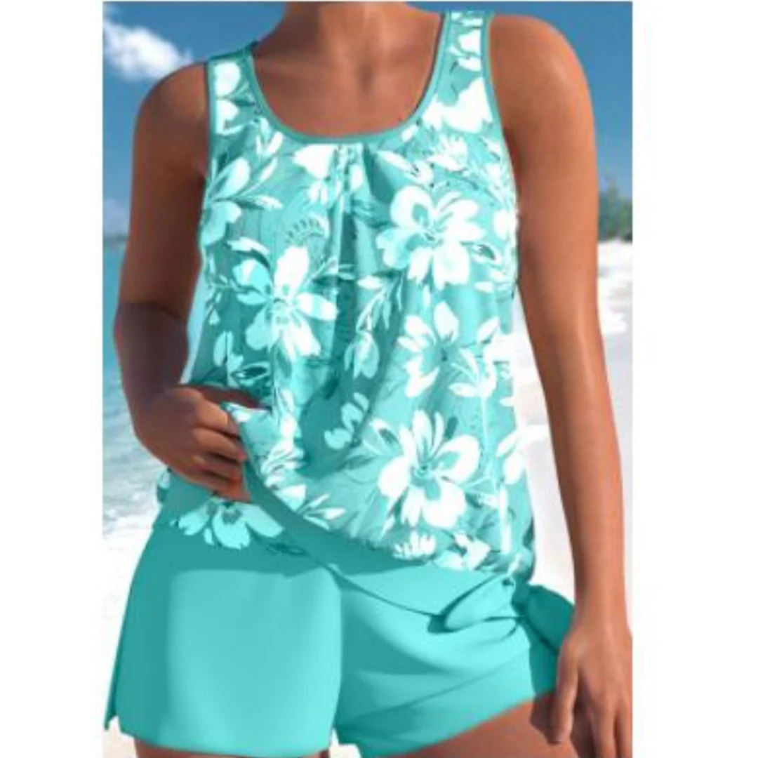 Tankini Met Bloemen En Panterprint Voor Dames Met Short