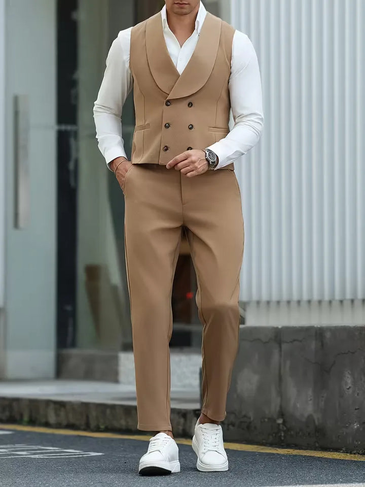 Gilet met double-breasted ontwerp en broek