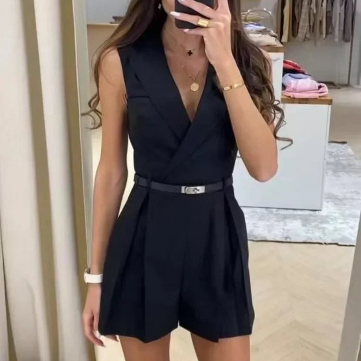 Mouwloze Playsuit Met V Hals En Ceintuur Voor Dames