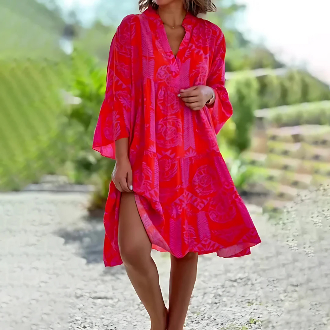 Boho Tuniekjurk Voor Dames Met Print En V Hals