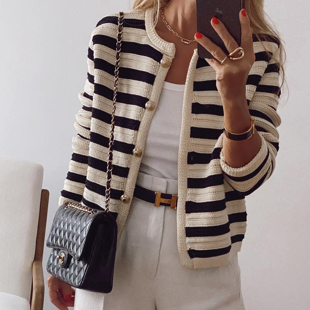 MYLAH | Elegante Gestreepte Cardigan
