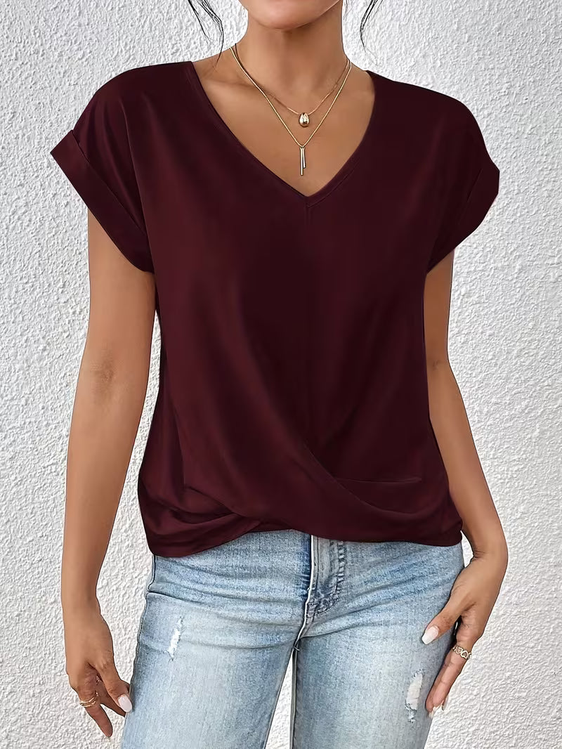 Elegante Top Met V Hals En Gedraaid Detail Voor Dames