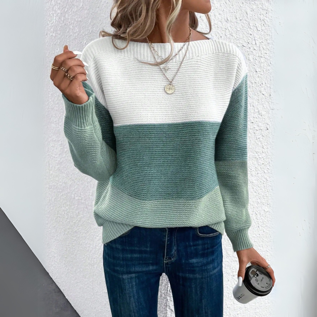Clara - Stijlvolle driekleurige patchwork-trui